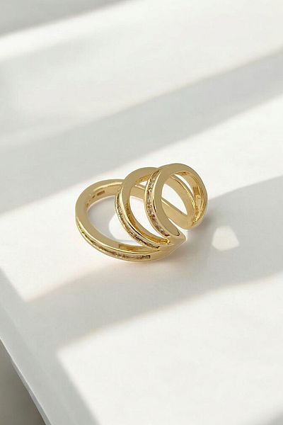 Çlk Accessories Premium Single Three Row Stone Cartilage Earrings 35717