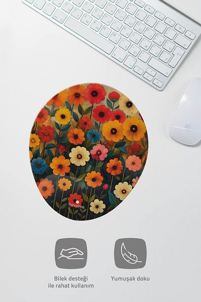 Mincanas Colorful Drawing Oval Mouse Pad with Wrist Support Mouse Pad