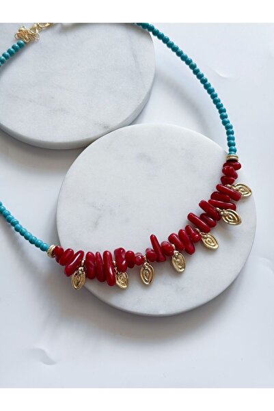 CHARMLUCKY Coral Turquoise Necklace