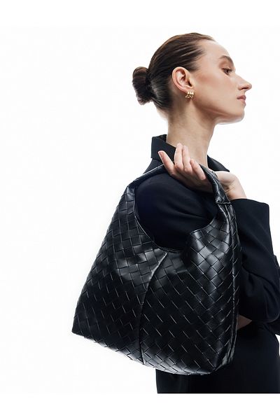 Koton Faux Leather Textured Handle Shoulder Bag