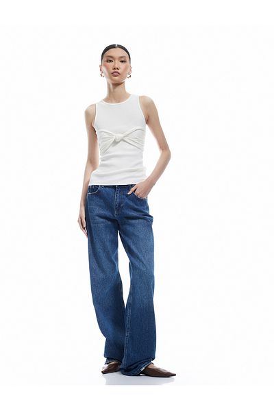 Koton Draped Bow Detailed Cotton Sleeveless T-Shirt
