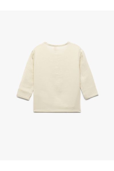 Koton Short Sleeve Crew Neck Buttoned Cotton Muslin Shirt