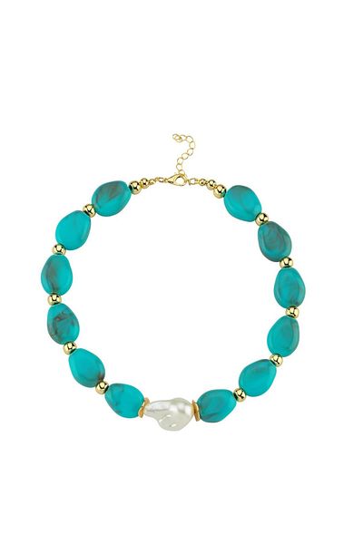 CHARMLUCKY Baroque Pearl Almond Acrylic Necklace