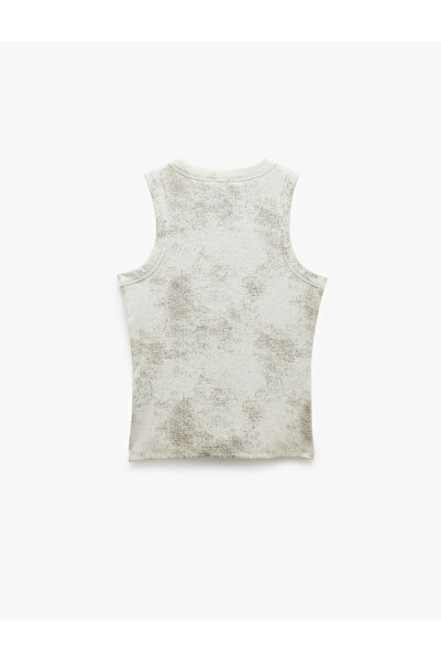 Koton Cotton Sleeveless Slim Fit Metallic Printed Halter Neck Tank Top