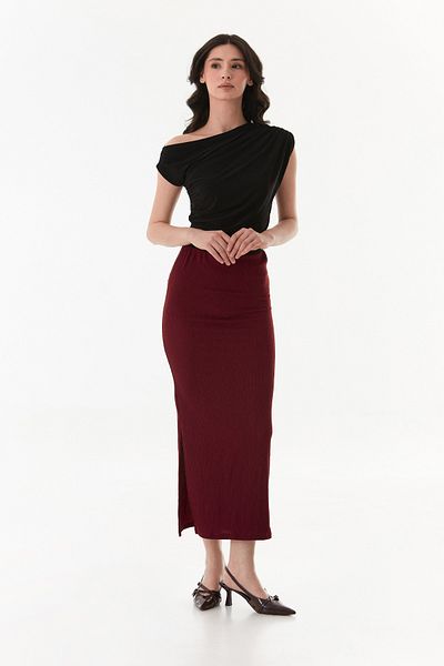 Fulla Moda Elastic Waist Slit Wrapped Fabric Skirt