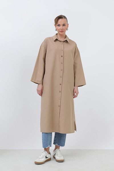Loreen Women's Long Shirt Dress - 20656Gml - Dark Beige