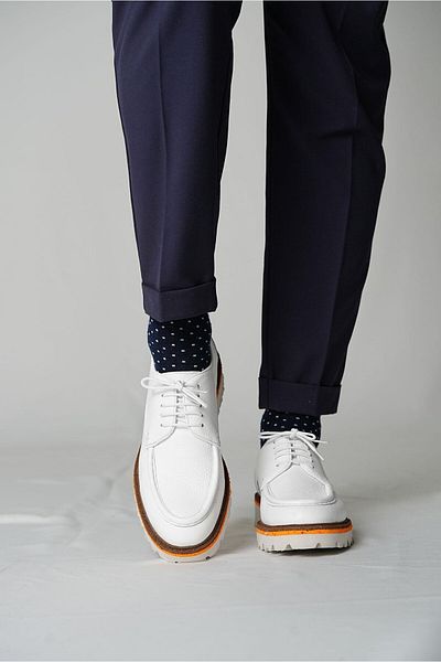 TETRİ Palpito Model Genuine Leather Handmade White Men's Casual Shoes