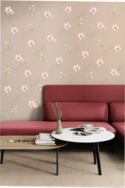 efekt reklam Meadow Flowers Living Room Door-Wall Adhesive Sticker Set