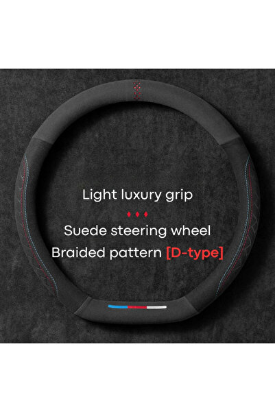 Choice Braided D Car Steering Wheel Covers Cowhide Suede Steering Wheel Cover...