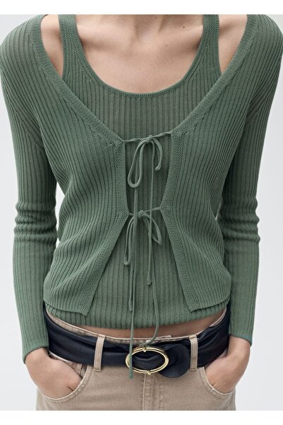 MANGO Woman Bağ detaylı ribana hırka