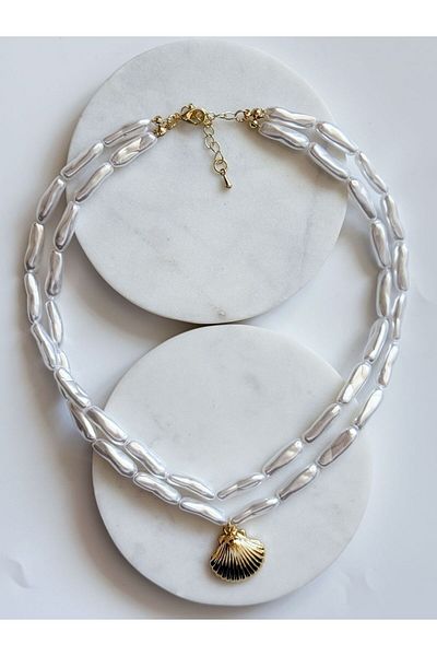 CHARMLUCKY Clamshell 2-Piece Pearl Necklace