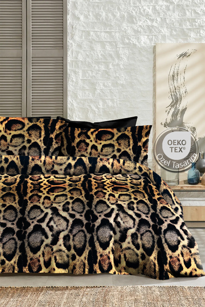 MonoHome Lux Leopar Двоспальний комплект постільної білизни Спеціальне плетіння Бавовняний сатин 3d Спеціальний дизайн