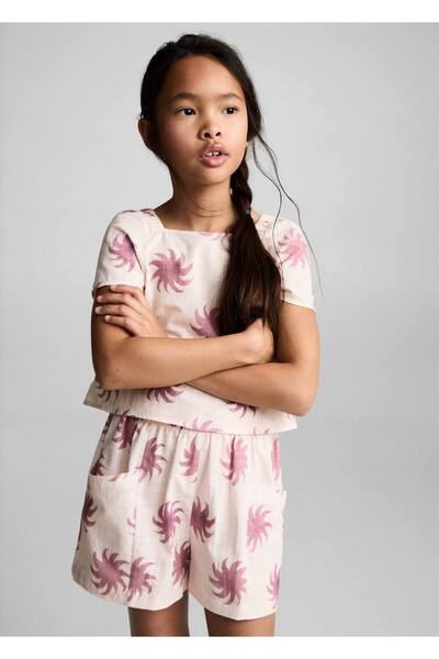 MANGO Kids Desenli crop bluz