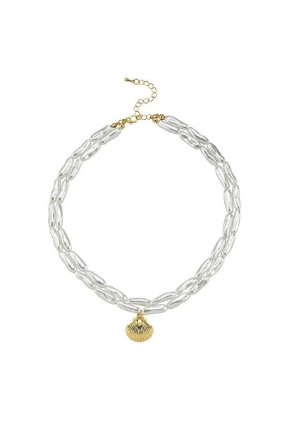 CHARMLUCKY Clamshell 2-Piece Pearl Necklace