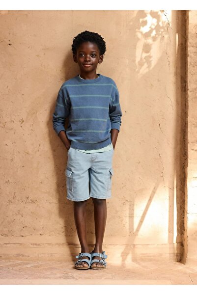 MANGO Kids Çizgili koton kazak