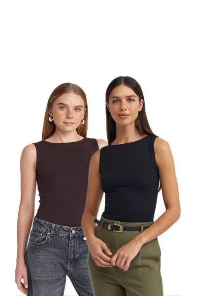 Bukamiss Barcă 2 bucăți fără mâneci Ball-Negru Maro