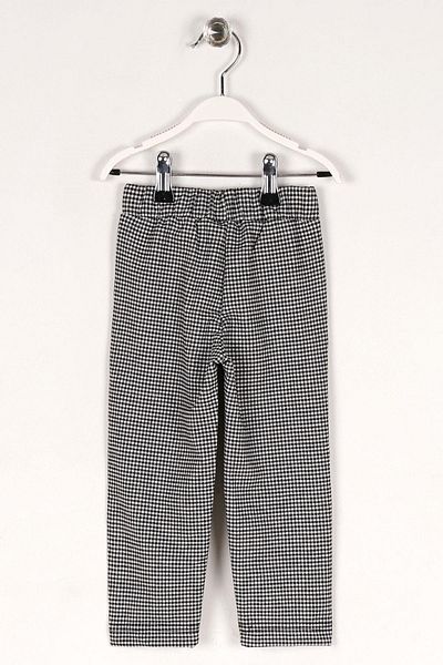 zepkids Plaid Patterned Black Girl's Trousers with Belted Waistband