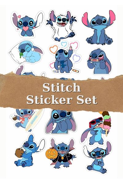 One Little Happiness Stitch Serial Notebook Laptop Notebook Tablet Phone Case Sticker Set