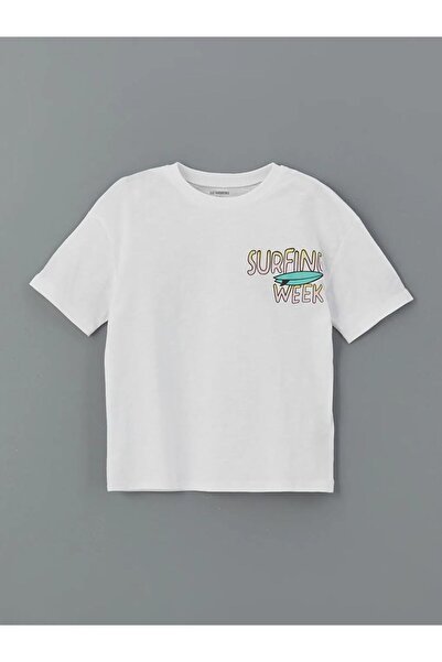 LC Waikiki Μπλουζάκι για αγόρια LCW Kids White Crew Neck Text με τύπωμα