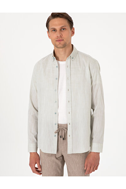 Pierre Cardin Çağla Keten Görünümlü Slim Fit Uzun Kollu Gömlek 50307025-VR016