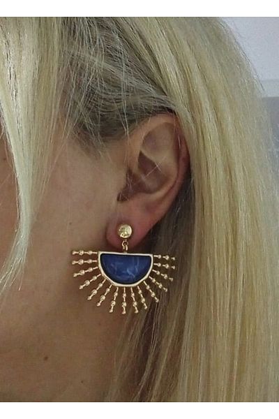 mos&more Blue Fan Women's Earrings