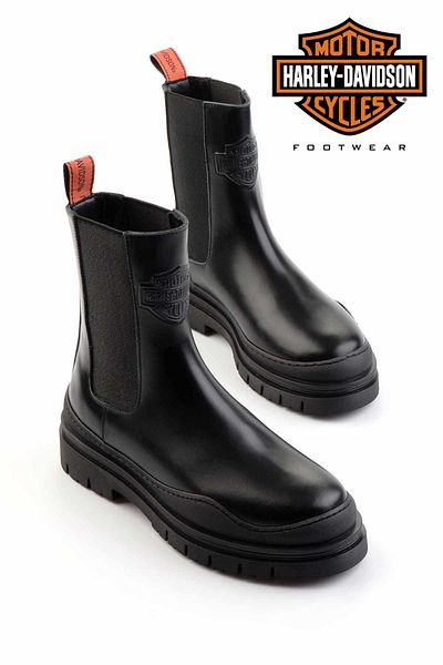 Harley Davidson Μαύρα γυναικεία μποτάκια & μποτάκια από γνήσιο δέρμα HD0777004803
