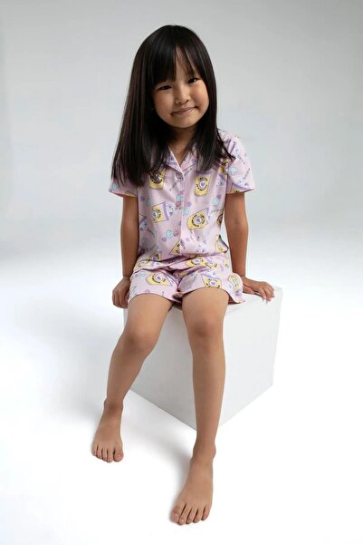 ROLY POLY 3624-G Pembe Boydan Düğmeli Gömlek Şort Takım 'Anne Kız Kombin Yapılabilir'