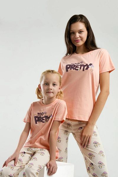 ROLY POLY 3585-g Mushroom Patterned Half Sleeve Pajamas Suit'Mother Daughter Can Be Combined'