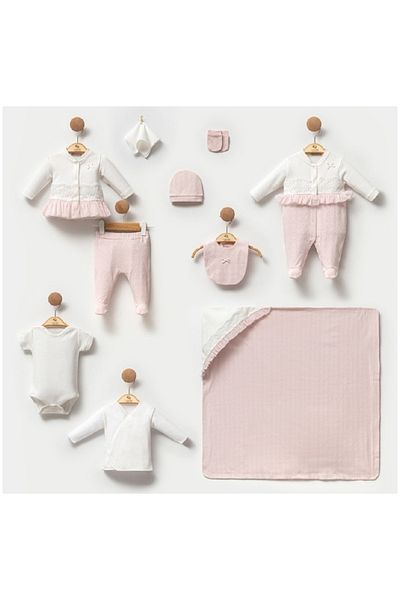 Cassiope Organic Cotton Baby Girl Jacquard Suit 0-3 Months Newborn