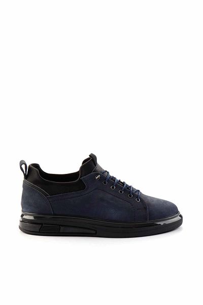 Bambi Navy Blue Leather Men's Casual Shoes E 01401081201