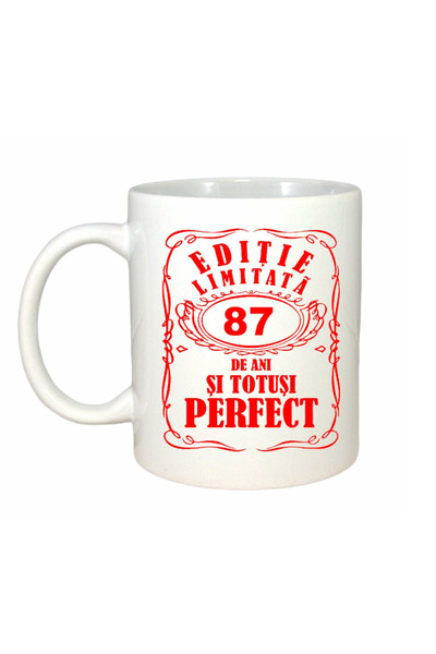 OEM Cană albă personalizată, ediție limitată 87 de ani, Inovatix®. 330 ml