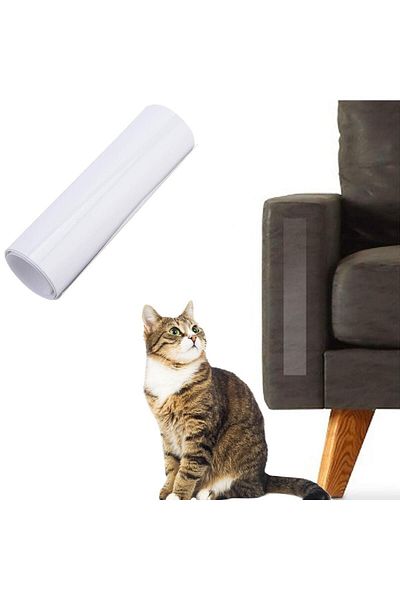 PAWAWAY Cat Training Tape 2 Face Adhesive Sofa Furniture Scratching Deterrent, Transparent 15x45 Cm.5 Pieces
