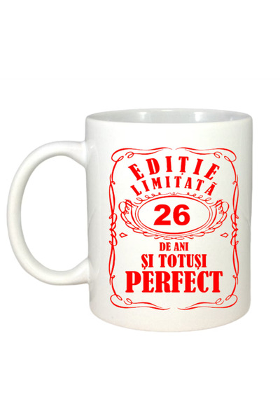 OEM Cană albă personalizată, ediție limitată 26 de ani, Inovatix®. 330 ml