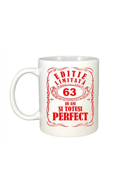 OEM Cană albă personalizată, ediție limitată 63 de ani, Inovatix®. 330 ml