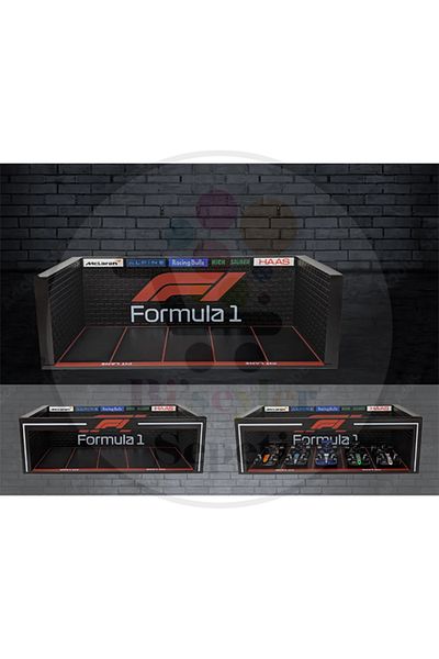 Bi'şeyler Sepeti Formula 1 1:64 Diorama Garage Parkot Diecast (Not Including the Vehicle)
