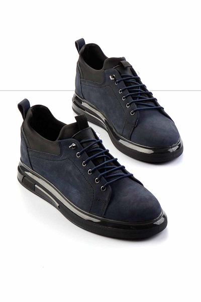 Bambi Navy Blue Leather Men's Casual Shoes E 01401081201