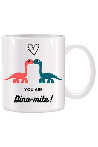 OEM Cana albă personalizată cu Dinozauri și mesaj, INOVATIX. 330 ml