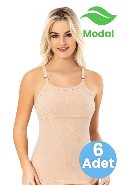 Tezzgelsin Γυναικείο μπλουζάκι Modal Camisole 6 τεμαχίων με ρυθμιζόμενο λουράκι και επένδυση