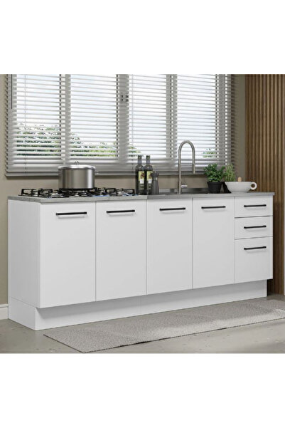 Tdesigno Roma Mutfak 4 Kapaklı-3 Çekmeceli Alt Modül -200 cm - TEZGAH DAHİL DEĞİL