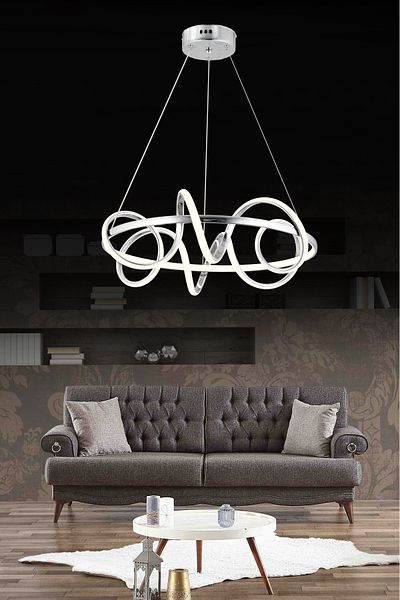 OSC HOME Led Chandelier North Black 3 Color Lighted Chandelier with Remote Control