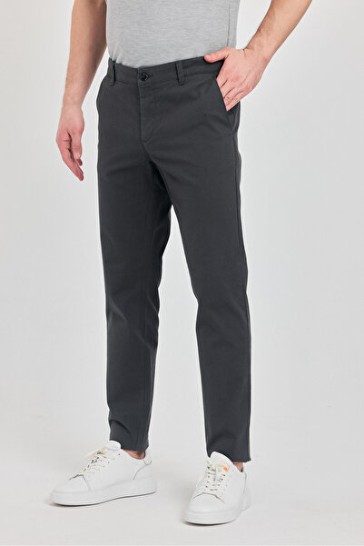 Frappoli Milano Erkek Grey Pamuklu Likralı Slim Fit Pantalon
