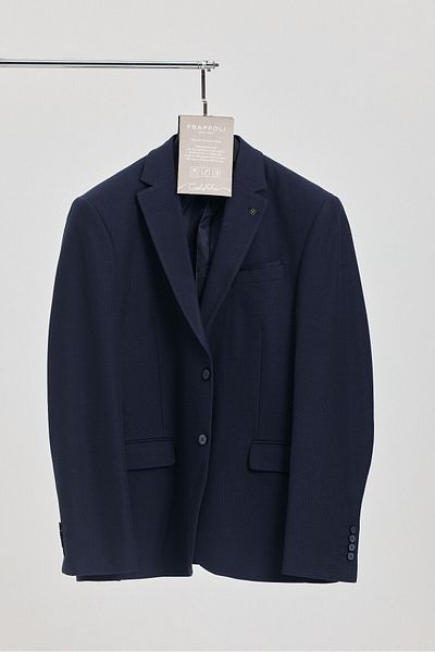 Frappoli Мъжко синьо сако Slim Fit (голям размер - голям размер) Vortex