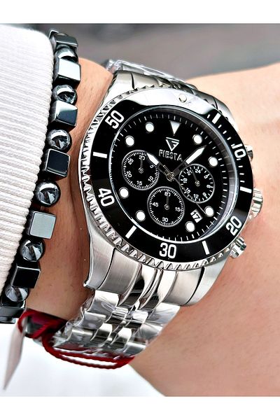 Fiesta Silver Color Function Steel Sk Mechanism Steel Men's Wristwatch + Bracelet