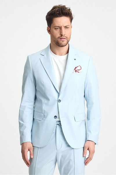 Frappoli Ανδρικό Ice Blue SlimFit Polyamide SportsBlazer - Ευέλικτο, Δροσερό, Μισό Φόδρα
