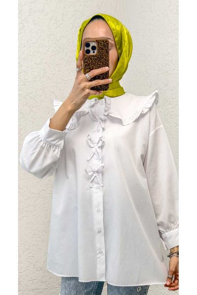 MODA VEDAT Γυναικείο πουκάμισο Hijab με βολάν για μωρό με λεπτομέρεια φιόγκου