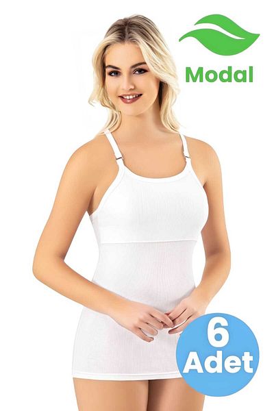 Tezzgelsin Women's 6-Piece Modal Camisole Adjustable Strap Padded Tank Top T-Shirt