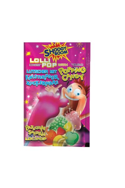 Shoogy Boom Exploding Candy Surprise Lollipop Strawberry Flavored 12 Gr. 1 Piece