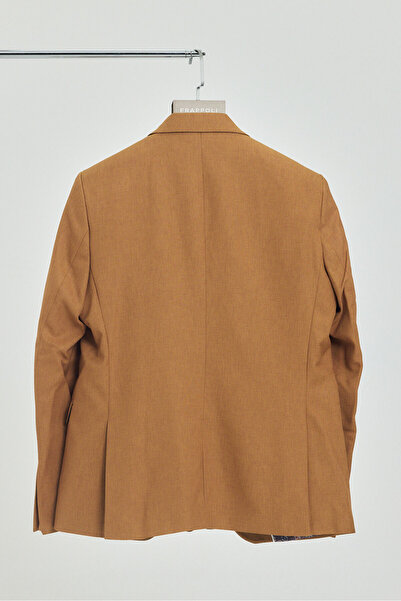 Frappoli Stefa Erkek Hardal Slim Fit Mono Yaka Blazer (Büyük Beden - Battal)