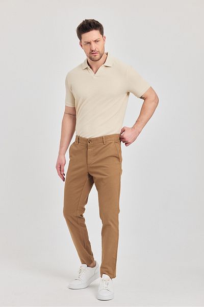 Frappoli Milano Ανδρικό Camel Cotton Lycra Slim Fit Pantalon