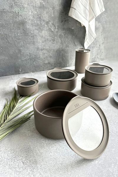 NEOFLAM Fika One 6-Piece Gray Ceramic Kitchen Storage Set